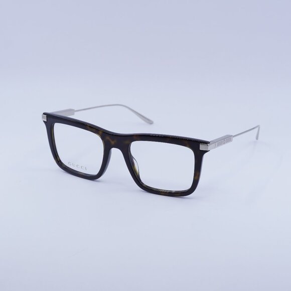 Gucci GG1438O 002 Eyeglasses Havana/Silver 53mm Square Frame - Picture 1 of 12